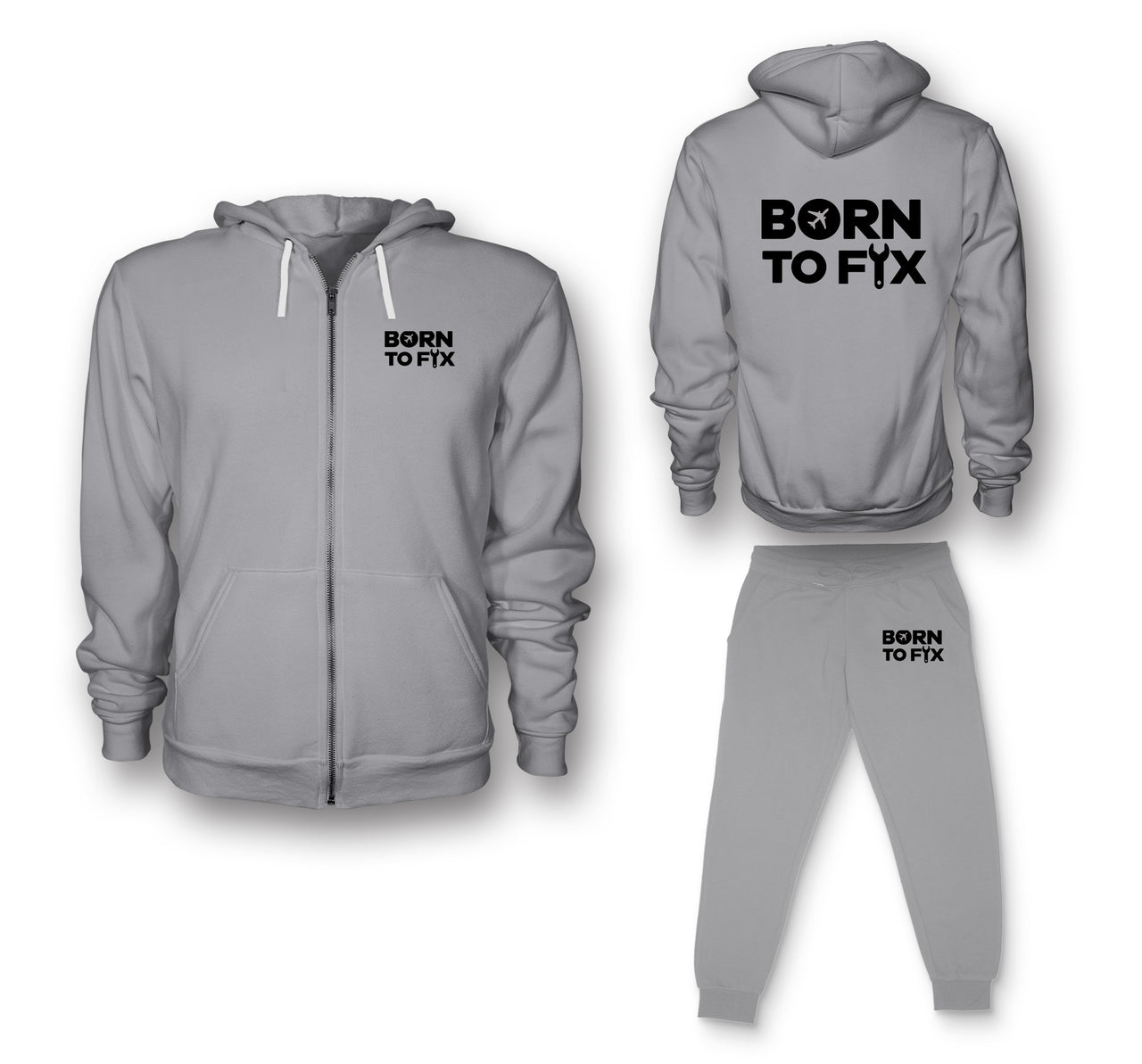 Born To Fix Airplanes Designed Zipped Hoodies & Sweatpants Set