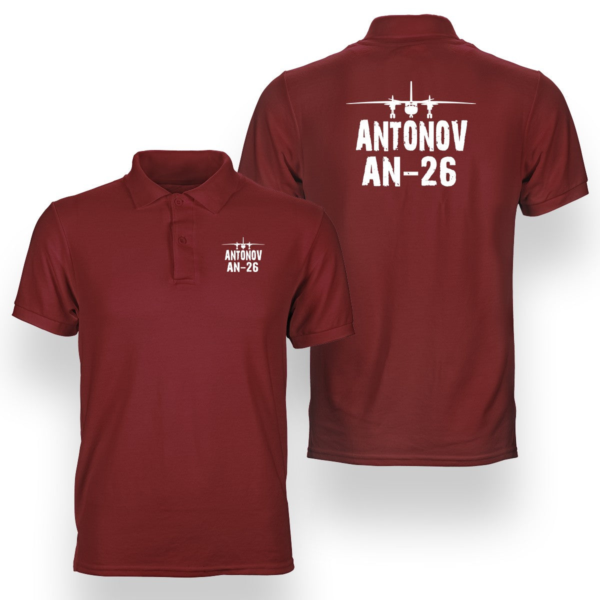 Antonov AN-26 & Plane Designed Double Side Polo T-Shirts
