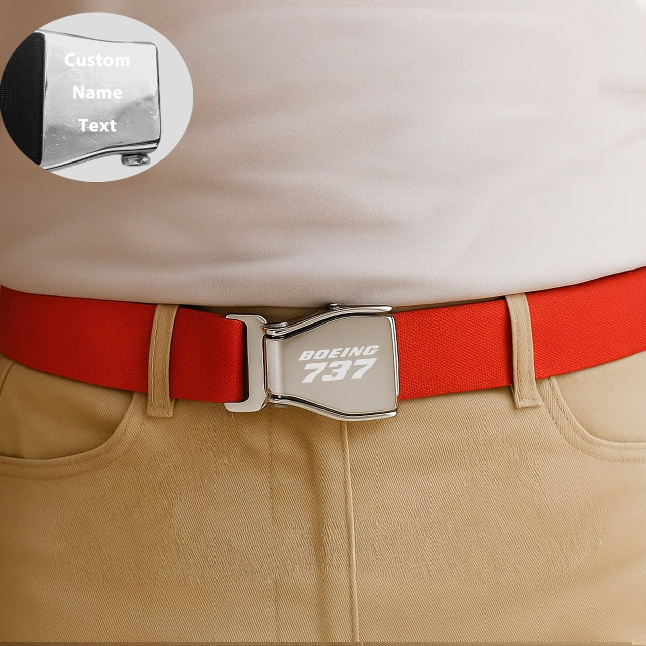 Boeing 737 & Text Designed Fashion Airplane Seat Belts