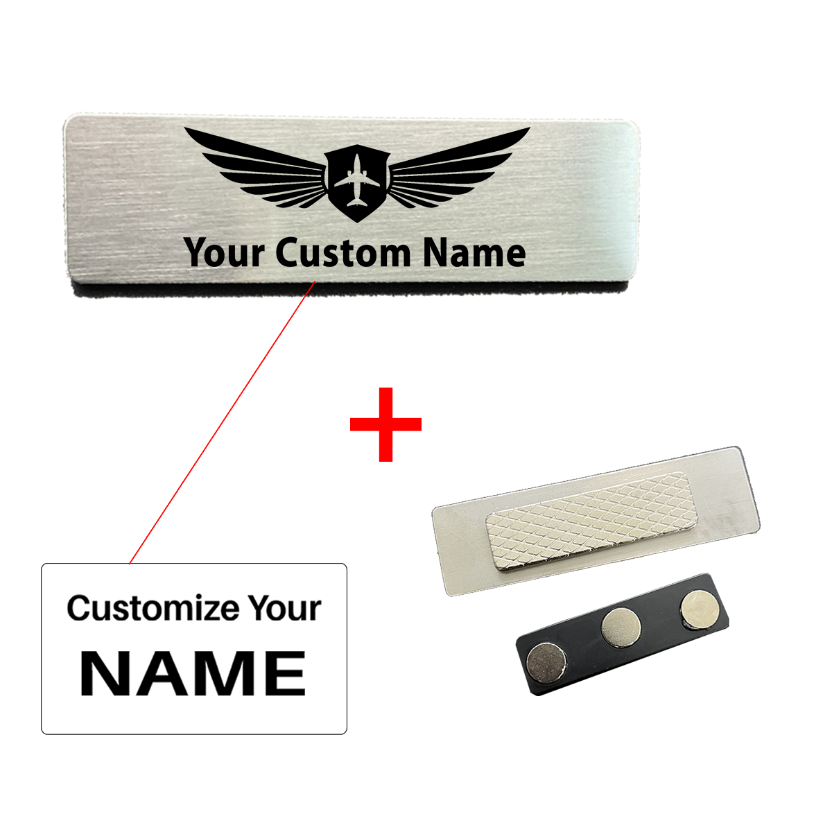 Your Custom Design Text Design 70*20MM Brooch Pin Badges