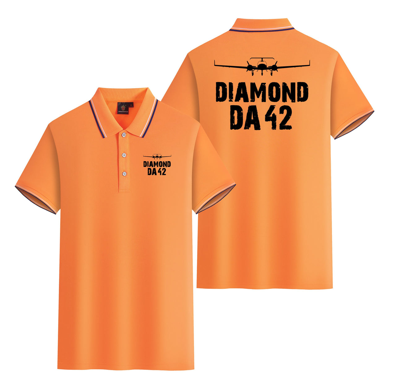 Diamond DA42 & Plane Designed Stylish Polo T-Shirts (Double-Side)