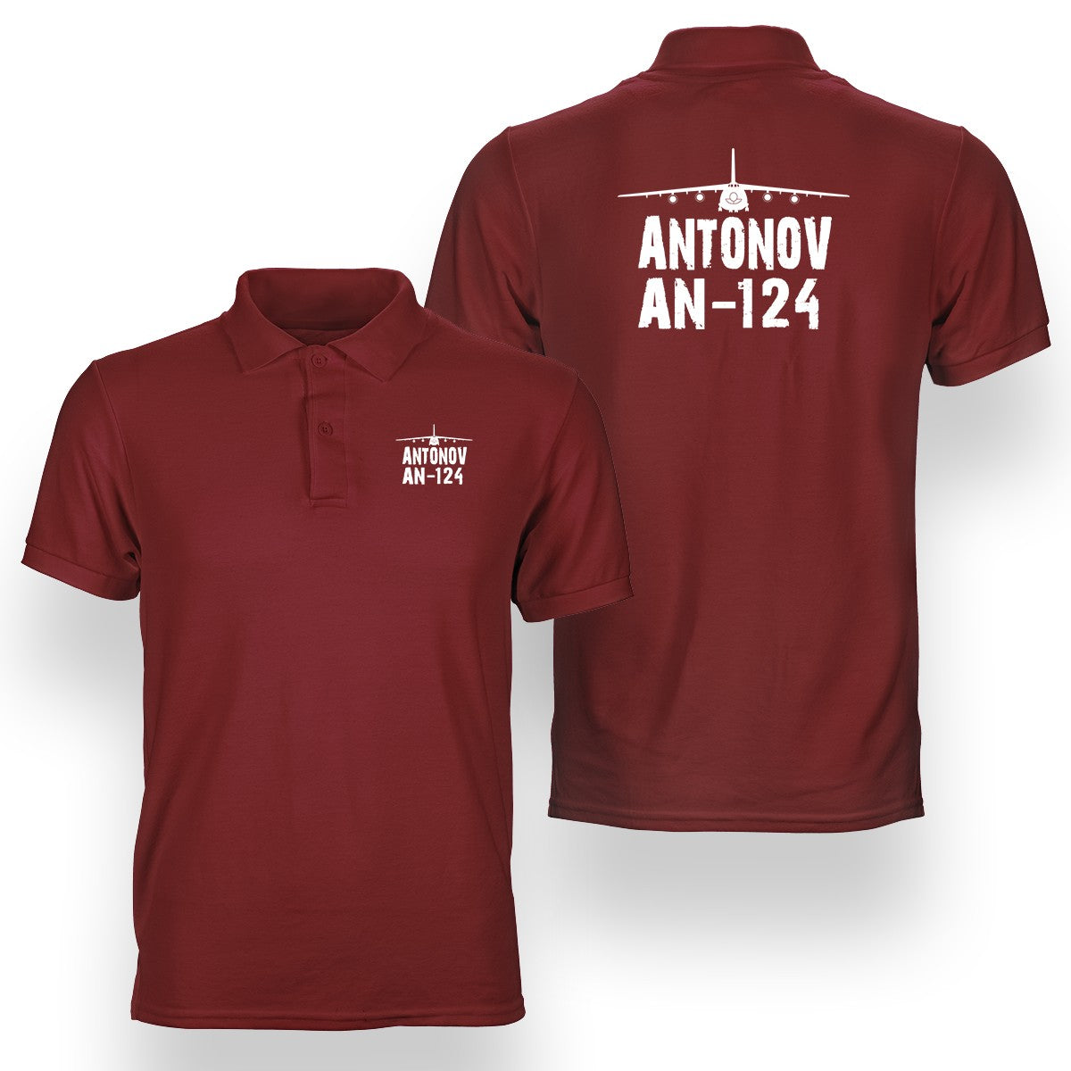 Antonov AN-124 & Plane Designed Double Side Polo T-Shirts