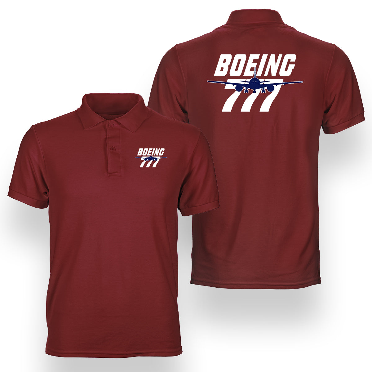 Amazing Boeing 777 Designed Double Side Polo T-Shirts