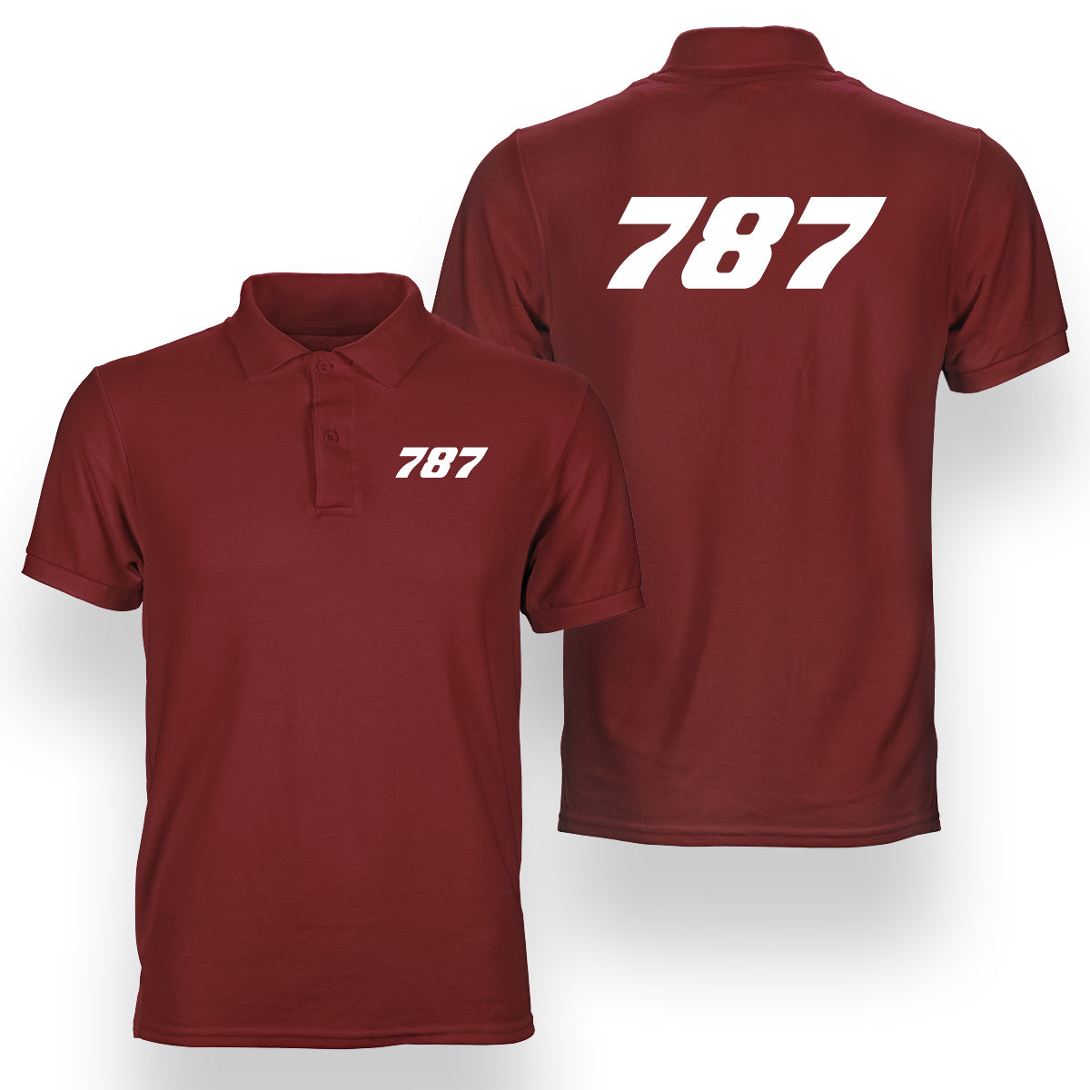 787 Flat Text Designed Double Side Polo T-Shirts