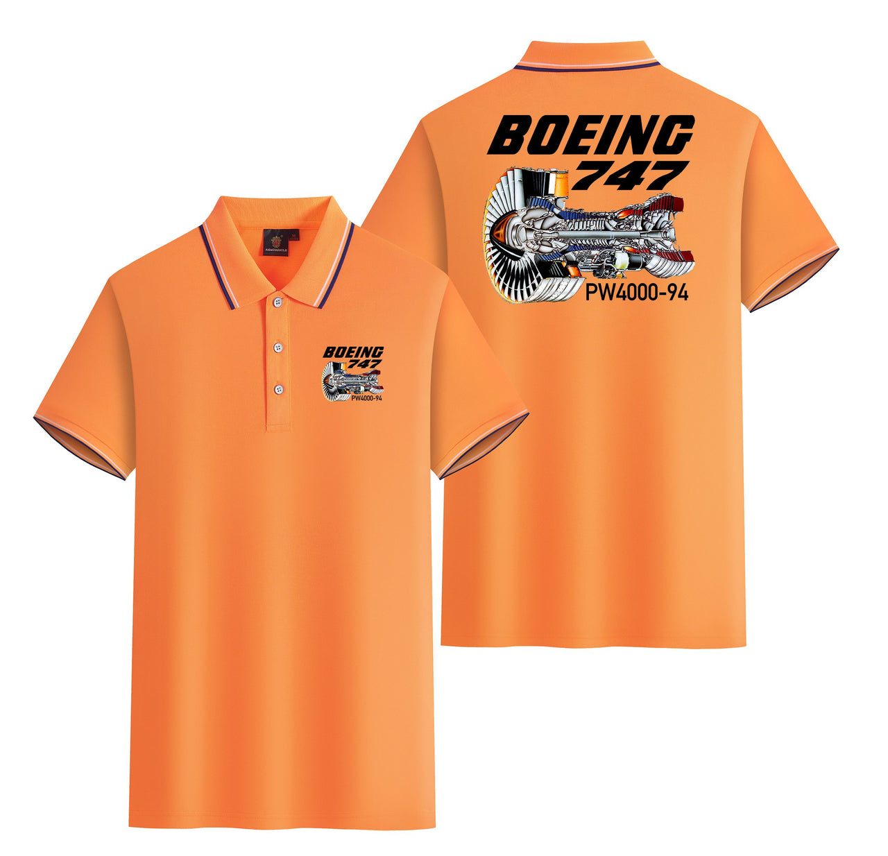 Boeing 747 & PW4000-94 Engine Designed Stylish Polo T-Shirts (Double-Side)