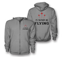 Thumbnail for I'D Rather Be Flying Designed Zipped Hoodies