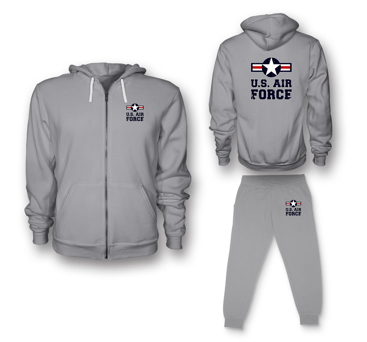 US Air Force Designed Zipped Hoodies & Sweatpants Set