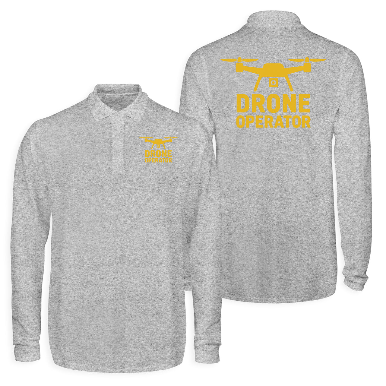 Drone Operator Designed Long Sleeve Polo T-Shirts (Double-Side)