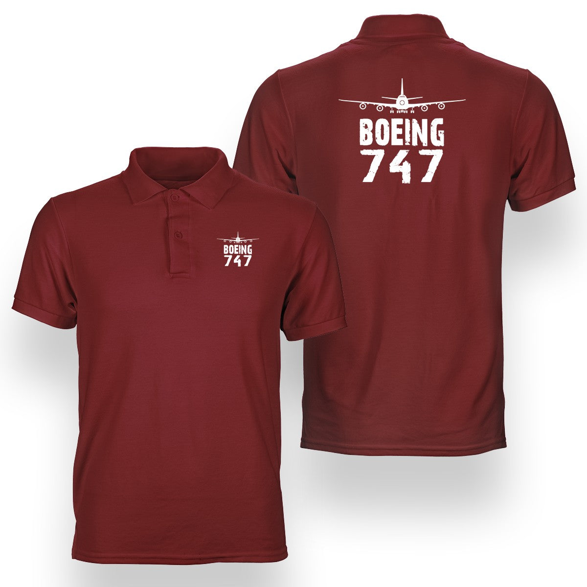 Boeing 747 & Plane Designed Double Side Polo T-Shirts