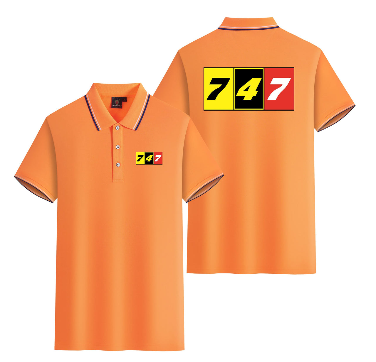 Flat Colourful 747 Designed Stylish Polo T-Shirts (Double-Side)