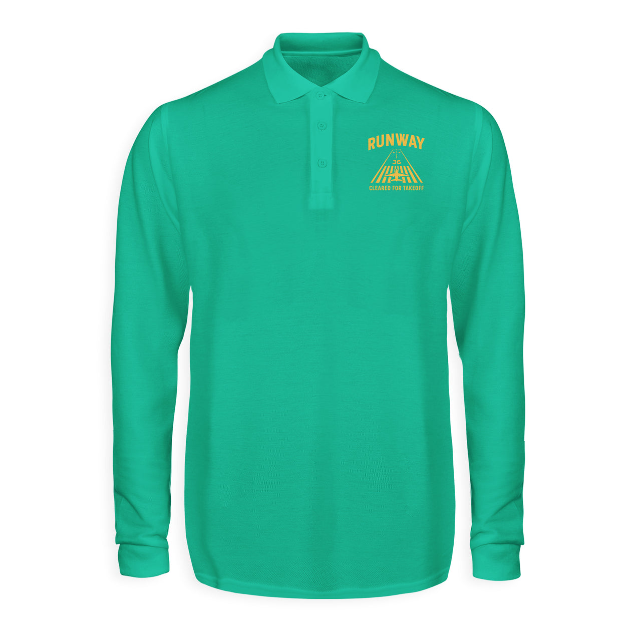 Cleared For Takeoff Designed Long Sleeve Polo T-Shirts