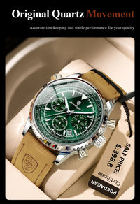 Thumbnail for Luxury Military-Inspired Men's Quartz Watch: Premium Leather Strap, Waterproof Design with Chronograph, Date & Luminous Display