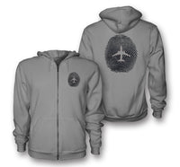 Thumbnail for Aviation Finger Print Designed Zipped Hoodies