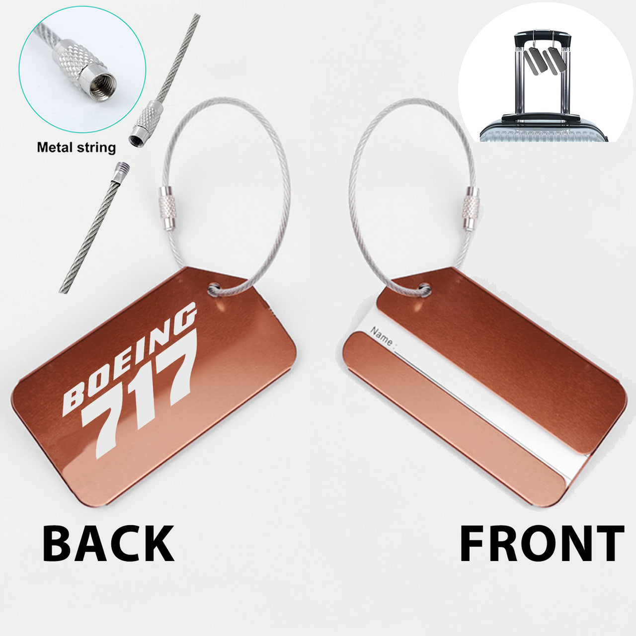 Boeing 717 & Text Designed Fashion Metal Luggage Tags