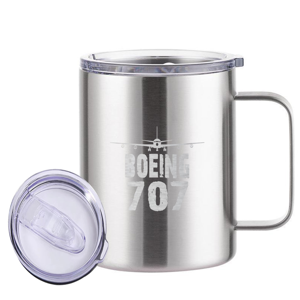 Boeing 707 & Plane Designed Stainless Steel Laser Engraved Mugs
