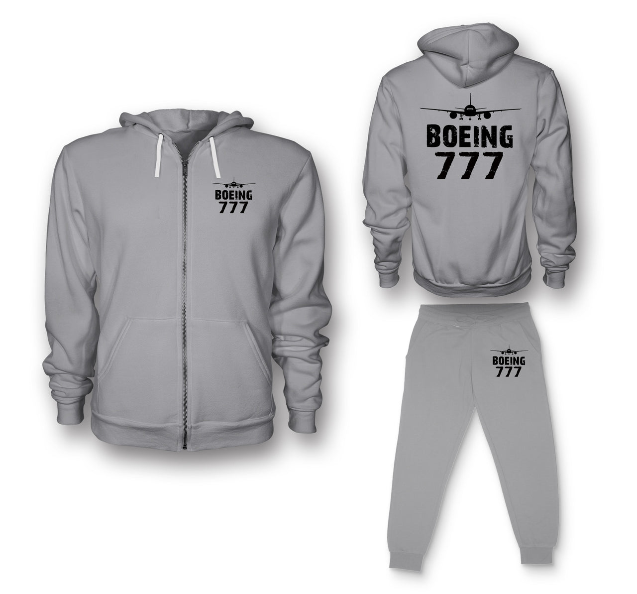Boeing 777 & Plane Designed Zipped Hoodies & Sweatpants Set