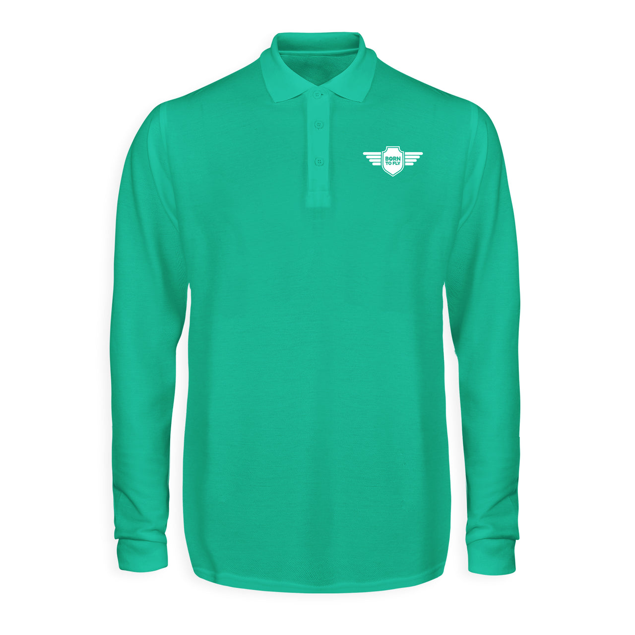 Born To Fly & Badge Designed Long Sleeve Polo T-Shirts