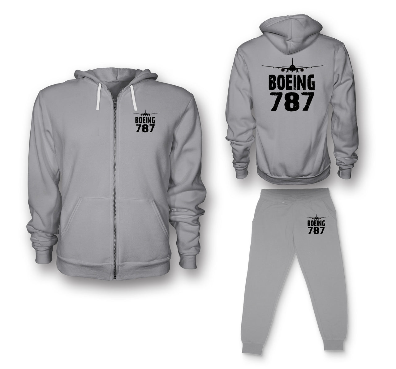 Boeing 787 & Plane Designed Zipped Hoodies & Sweatpants Set