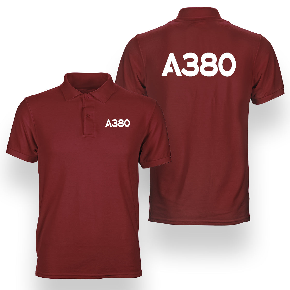 A380 Flat Text Designed Double Side Polo T-Shirts