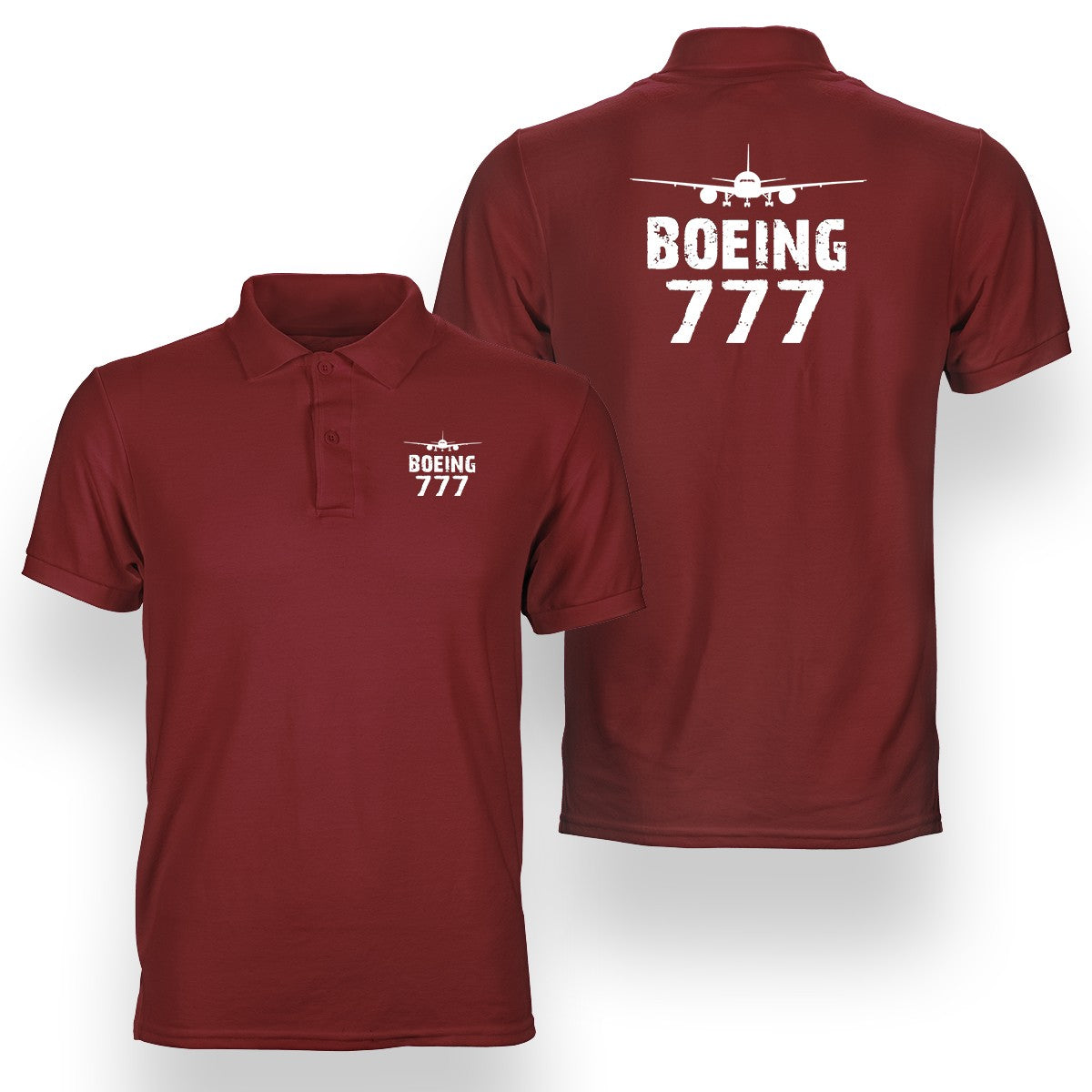 Boeing 777 & Plane Designed Double Side Polo T-Shirts