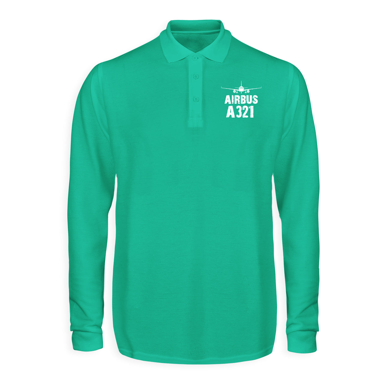 Airbus A321 & Plane Designed Long Sleeve Polo T-Shirts