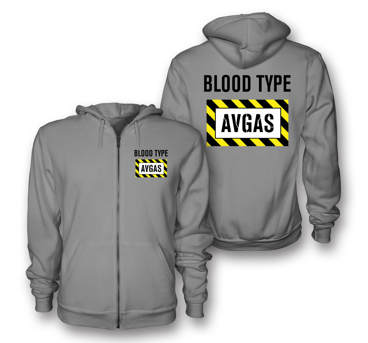 Blood Type AVGAS Designed Zipped Hoodies