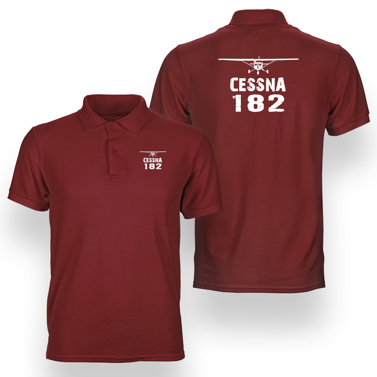 Cessna 182 & Plane Designed Double Side Polo T-Shirts