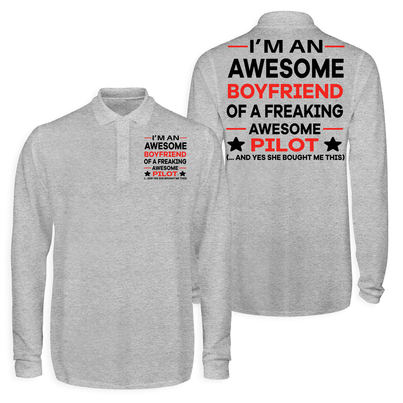 I am an Awesome Boyfriend Designed Long Sleeve Polo T-Shirts (Double-Side)