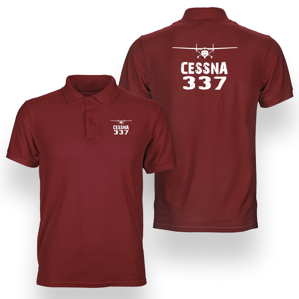 Cessna 337 & Plane Designed Double Side Polo T-Shirts