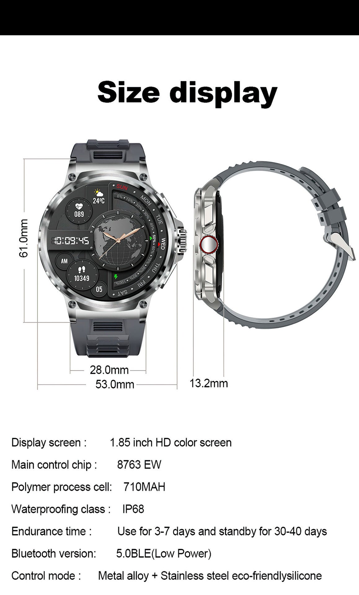 V69 All-Function Smartwatch: 1.85" Display, Bluetooth Calls, Multi-Sport Tracking & Water Resistance