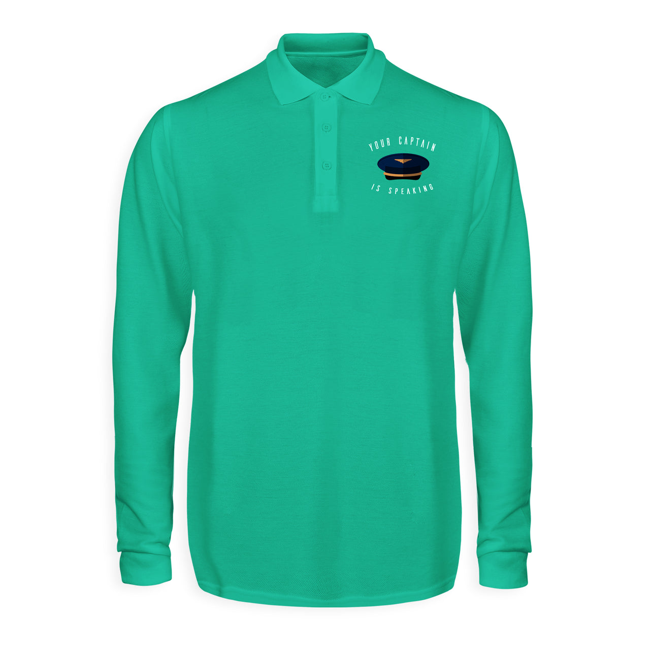 Your Captain Is Speaking Designed Long Sleeve Polo T-Shirts