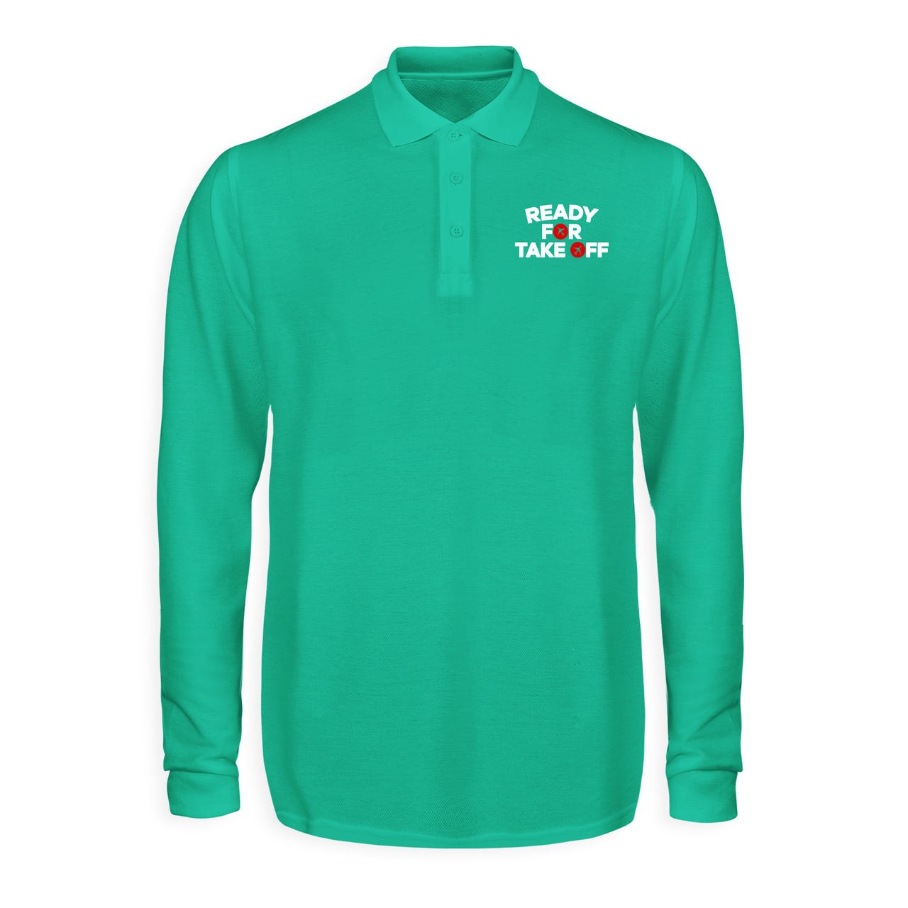 Ready For Takeoff Designed Long Sleeve Polo T-Shirts