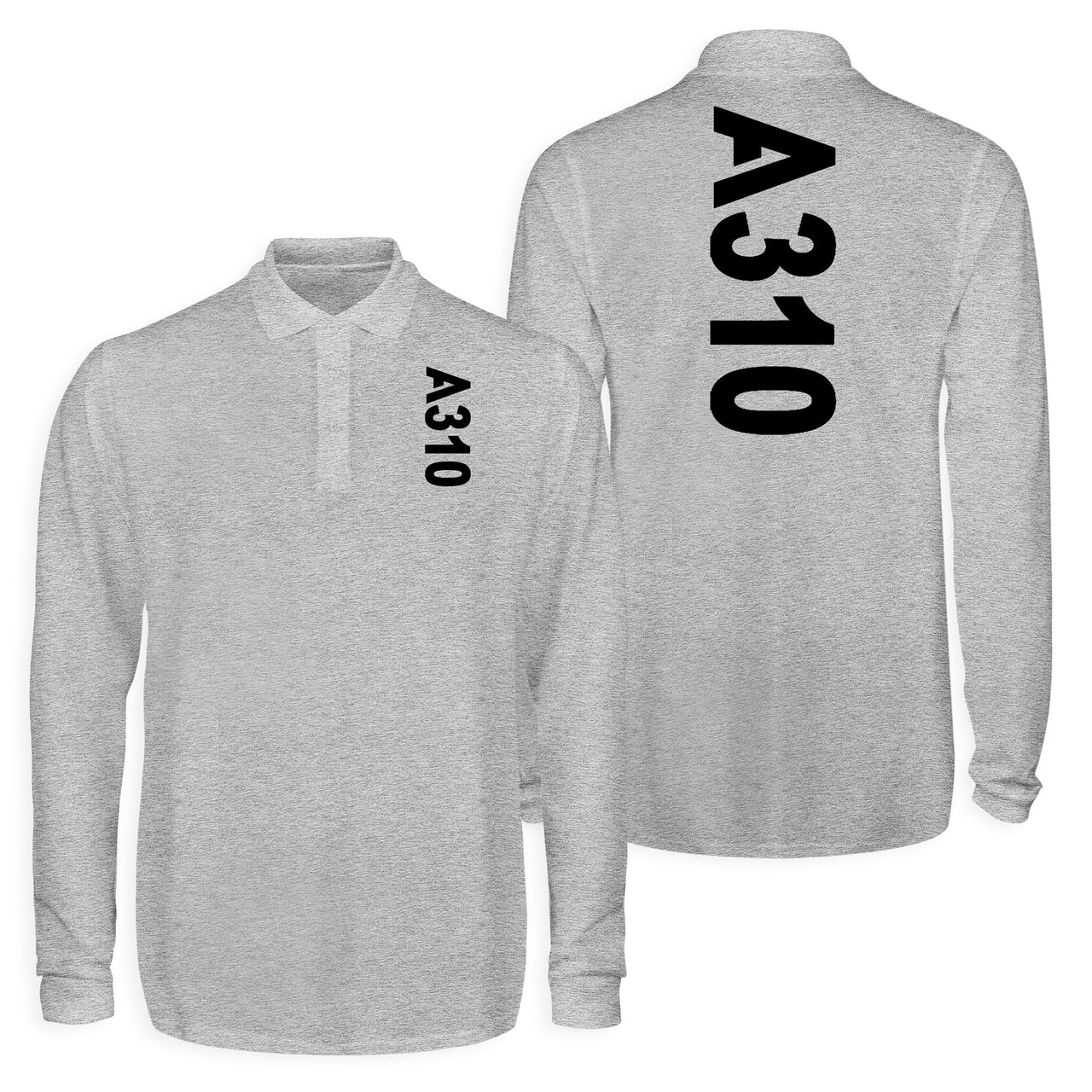 A310 Text Designed Long Sleeve Polo T-Shirts (Double-Side)