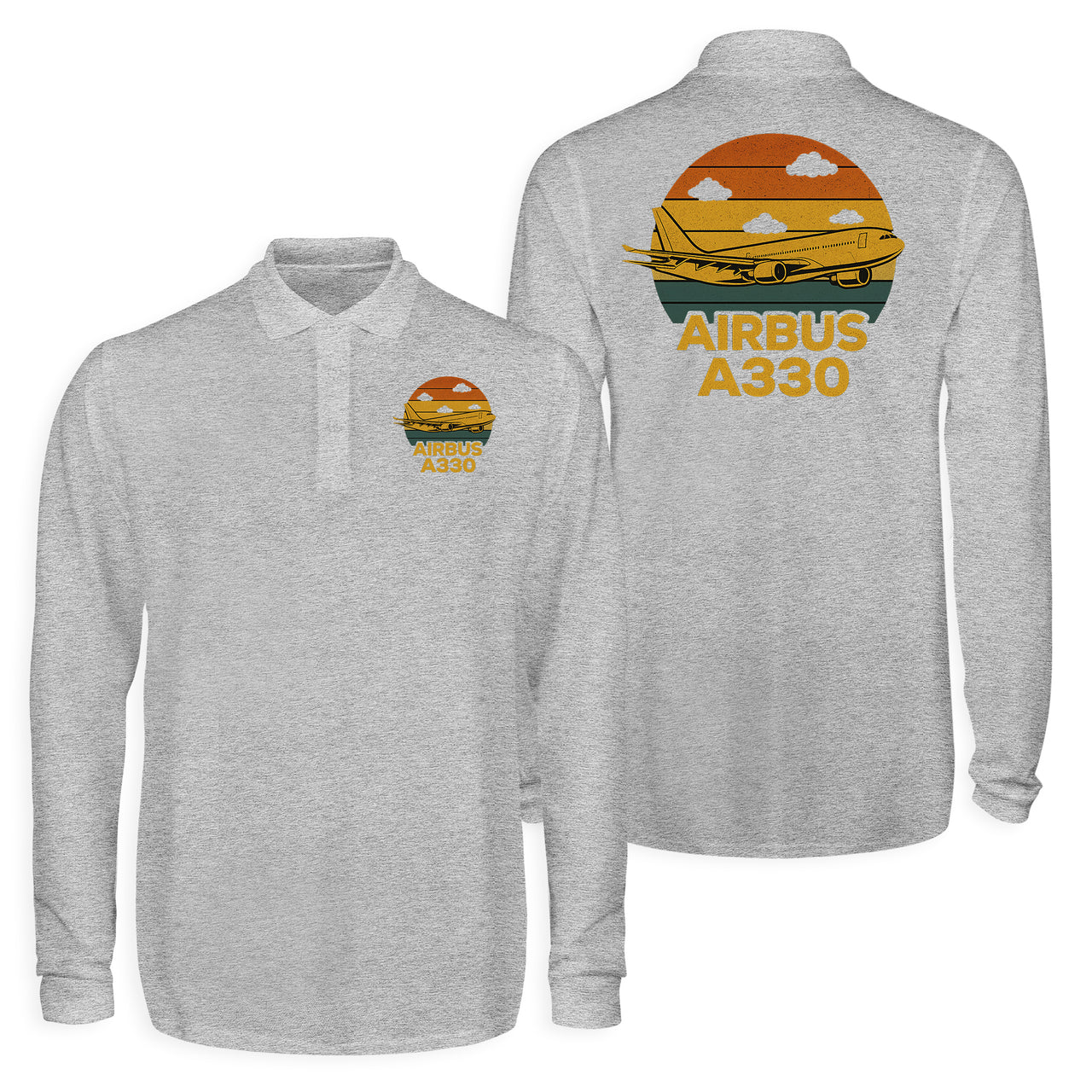 Retro Airbus A330 Designed Long Sleeve Polo T-Shirts (Double-Side)