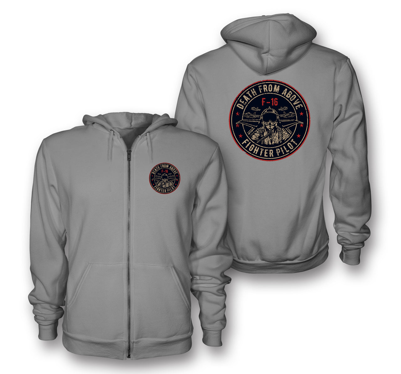 Fighter Jet 16 - Death From Above Designed Zipped Hoodies