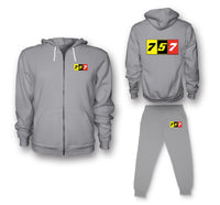 Thumbnail for Flat Colourful 757 Designed Zipped Hoodies & Sweatpants Set