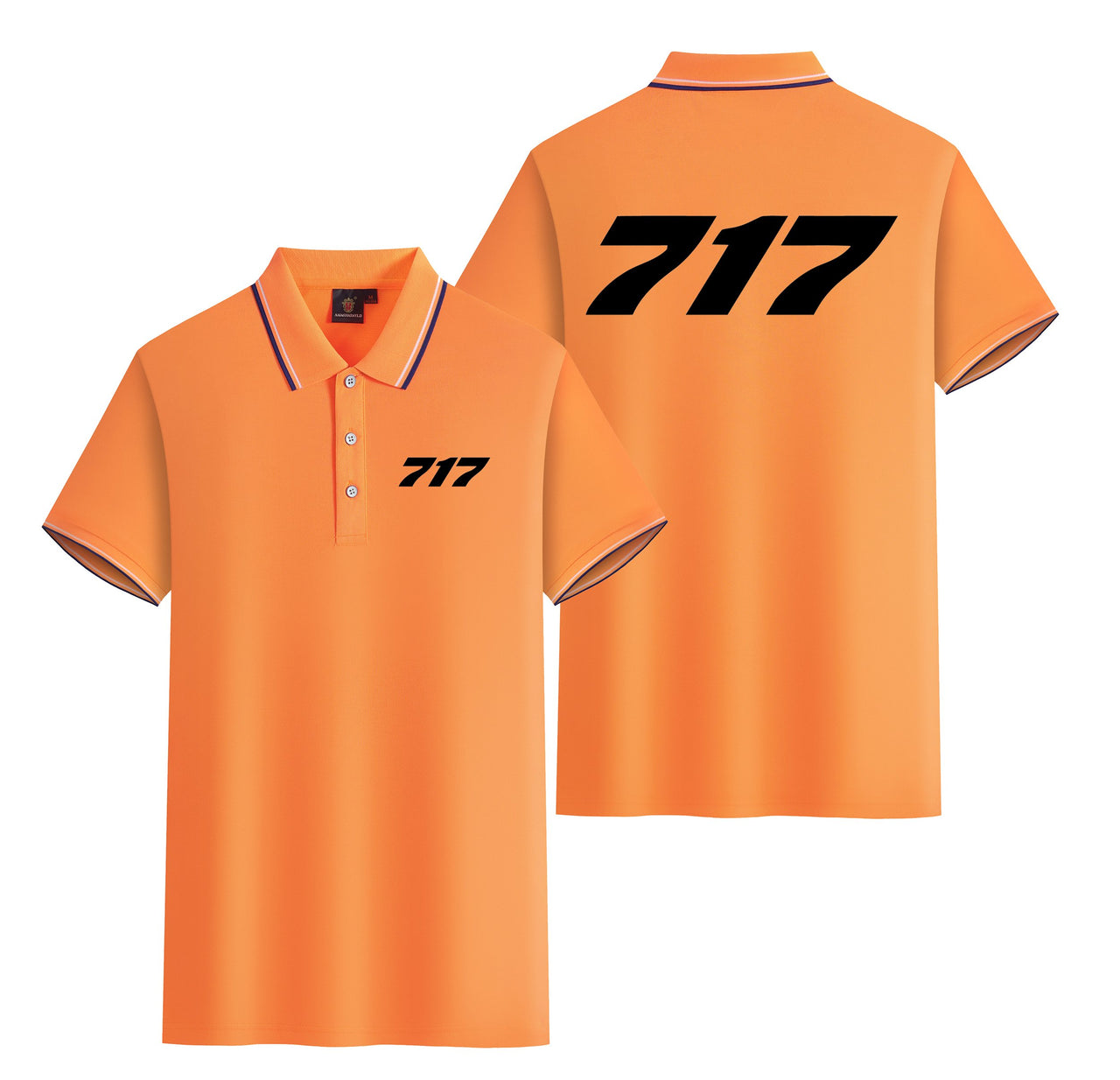 717 Flat Text Designed Stylish Polo T-Shirts (Double-Side)