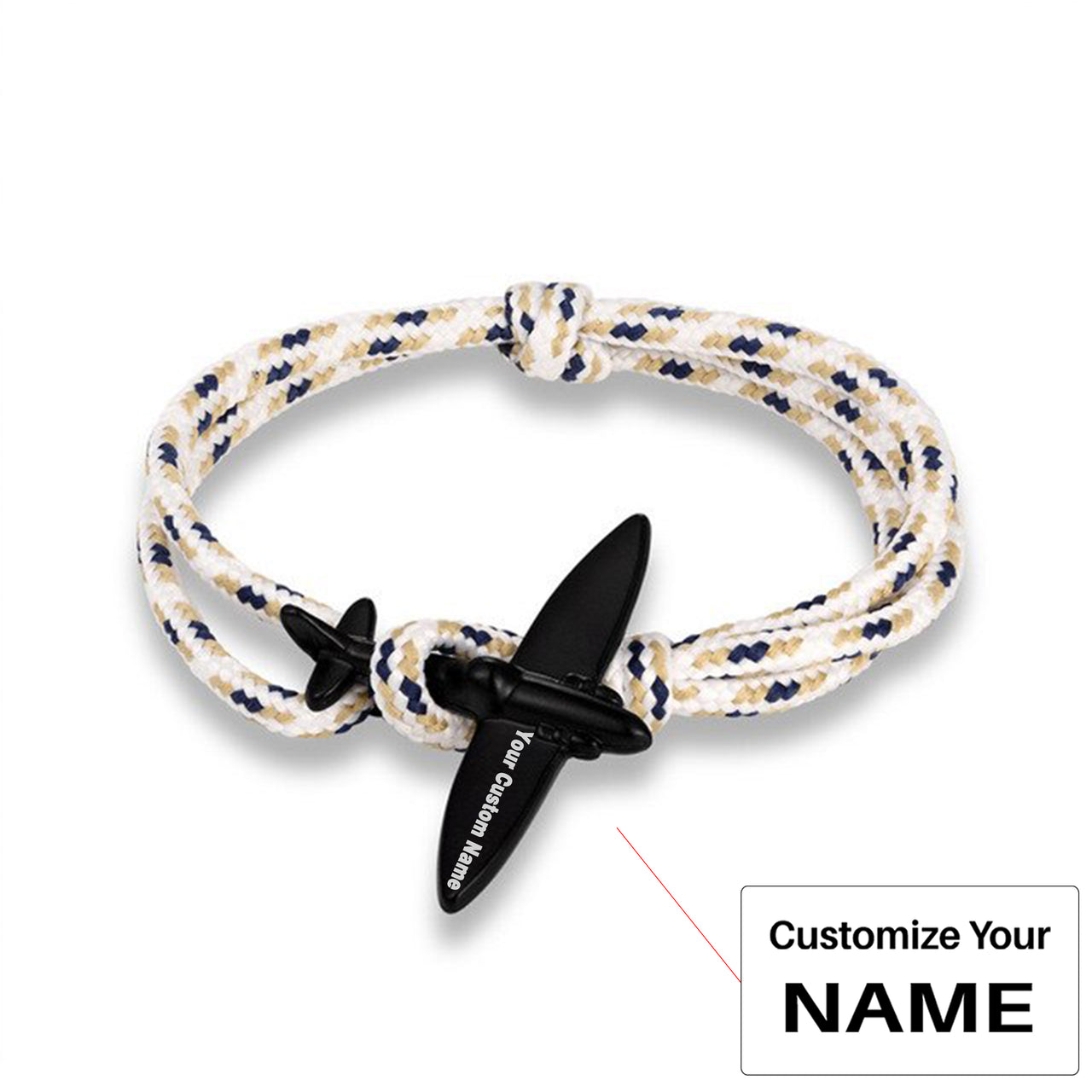 (Edition 4) - Thinner & Small Airplane Designed Bracelets Black (Adjustable)