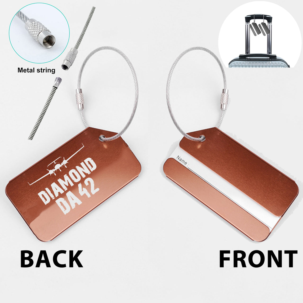 Diamond DA42 & Plane Designed Fashion Metal Luggage Tags