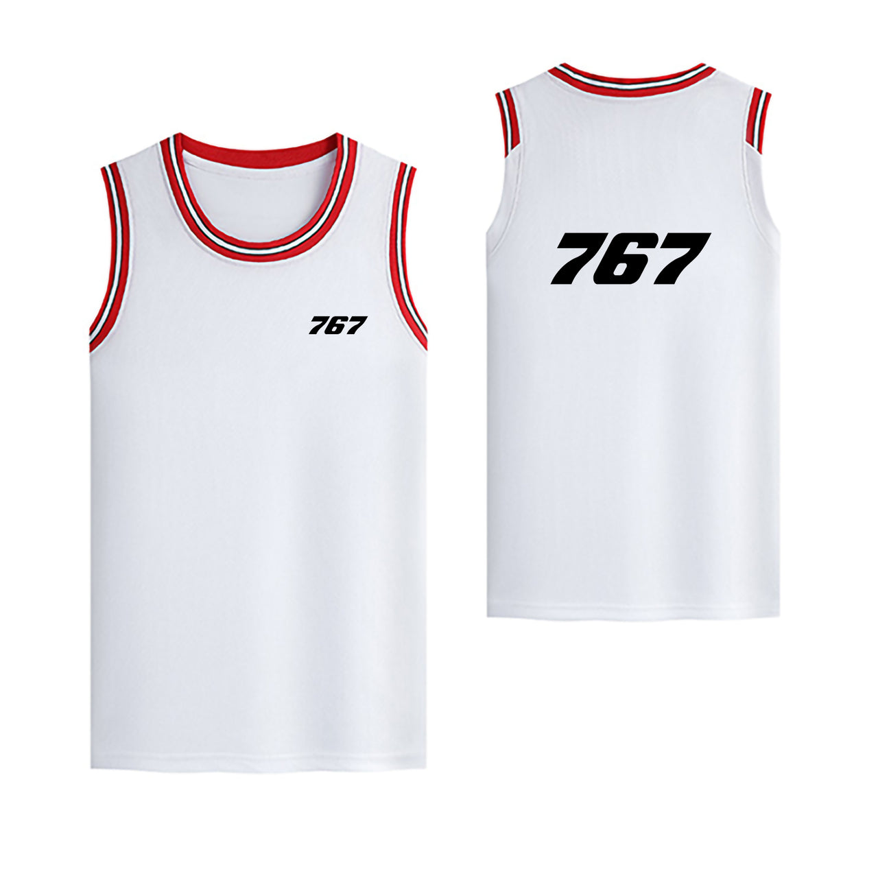 767 Flat Text Designed Basketball Style Sports Tank Tops