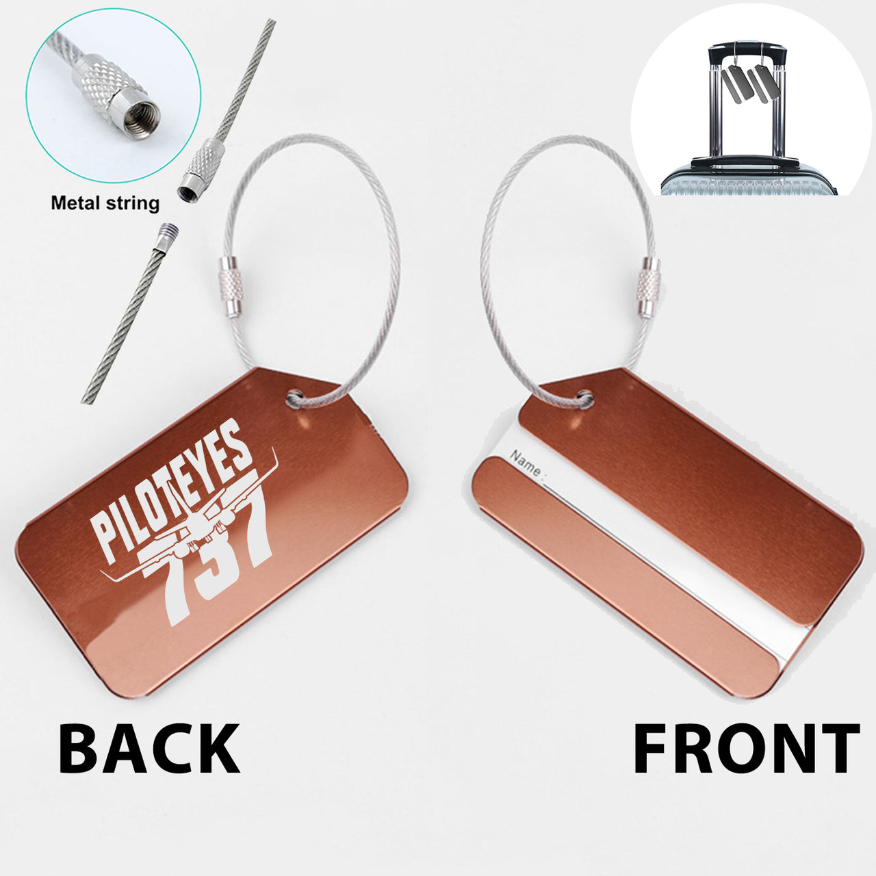 Amazing Piloteyes737 Designed Fashion Metal Luggage Tags