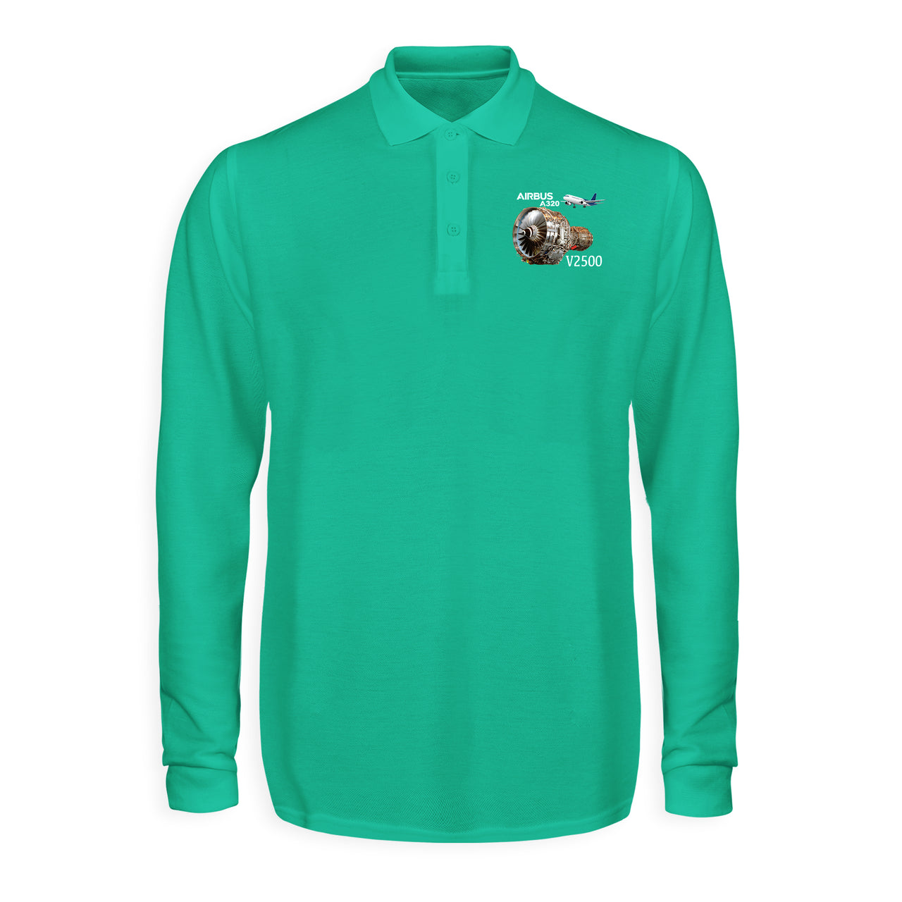 Airbus A320 & V2500 Engine Designed Long Sleeve Polo T-Shirts