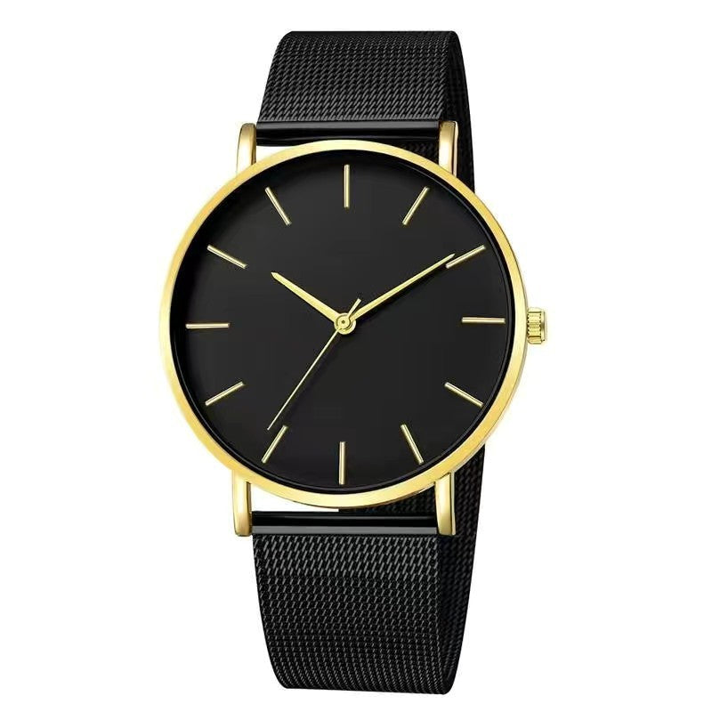 Fashion Leisure Simple Ultra Thin Creative Black Stainless Steel Quartz Watches Business Wristwatch Clock