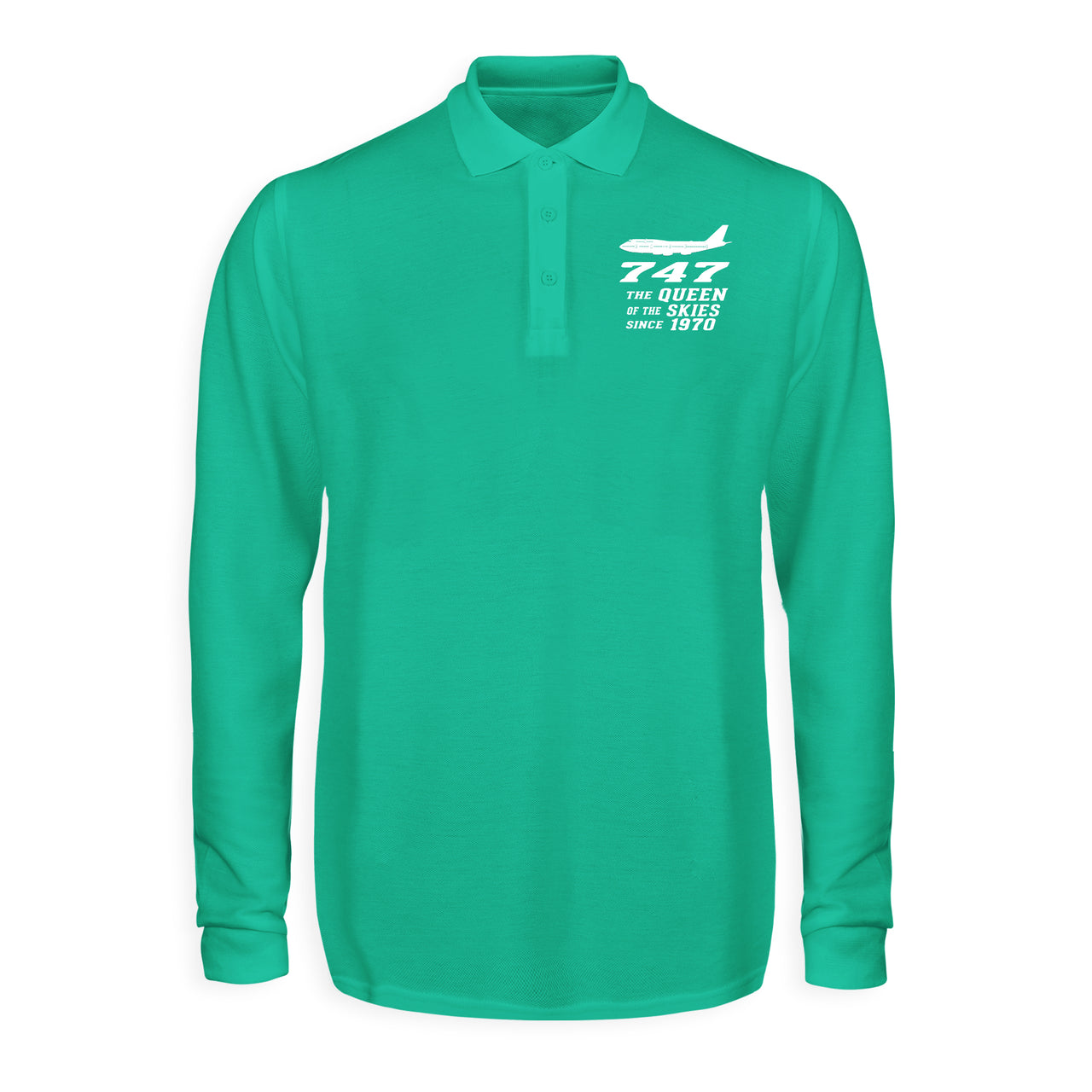 Boeing 747 - Queen of the Skies (2) Designed Long Sleeve Polo T-Shirts