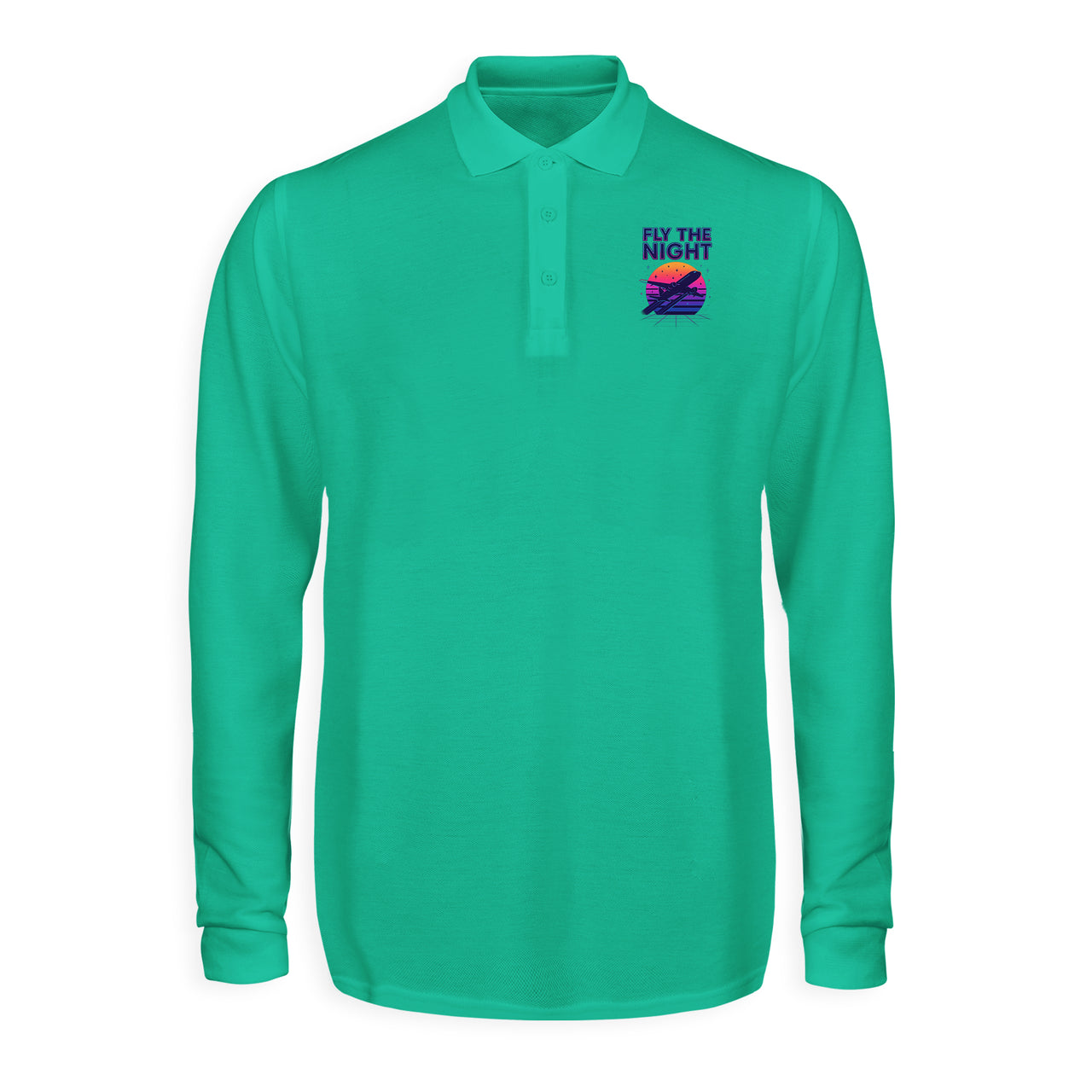Fly The Night Designed Long Sleeve Polo T-Shirts