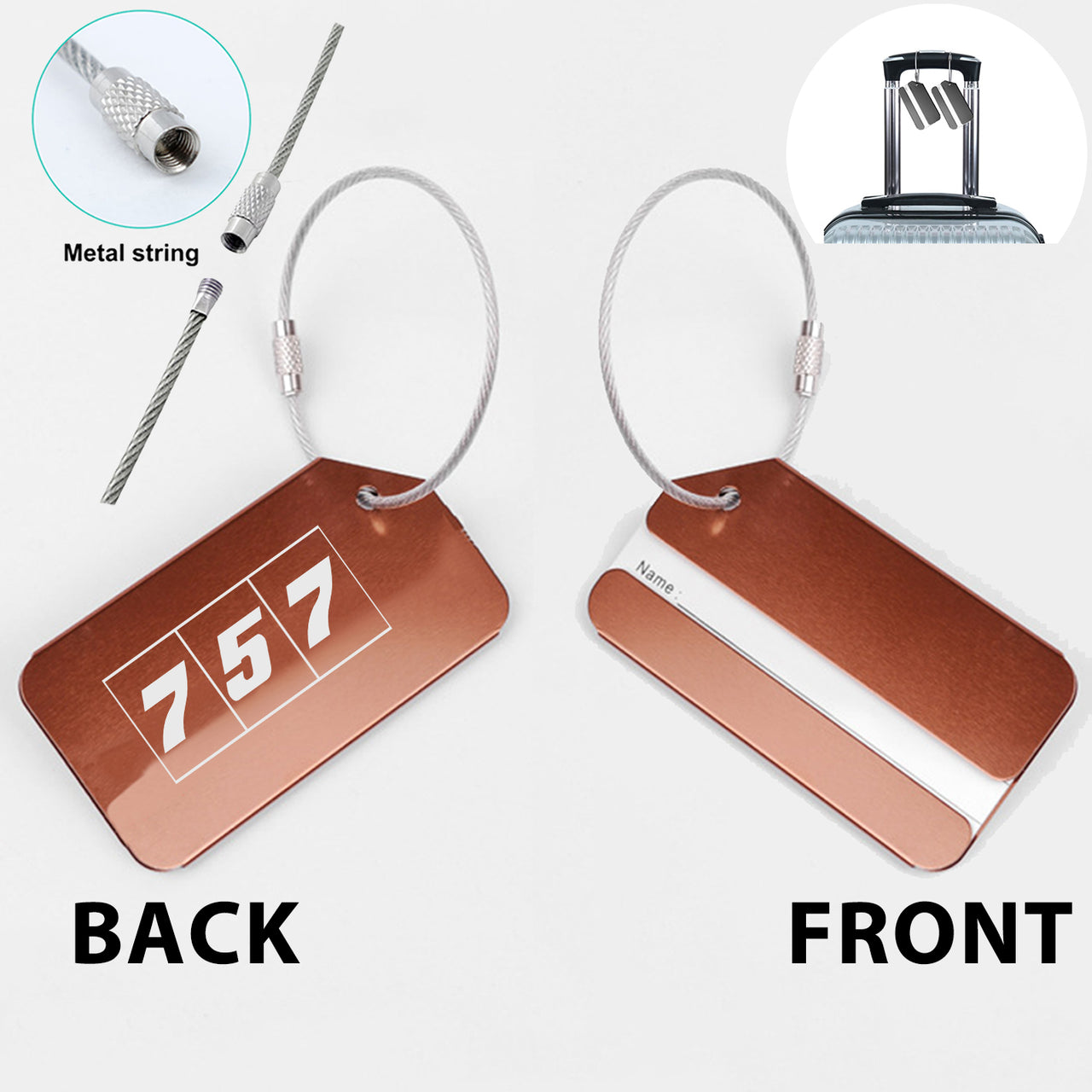 Flat Colourful 757 Designed Fashion Metal Luggage Tags