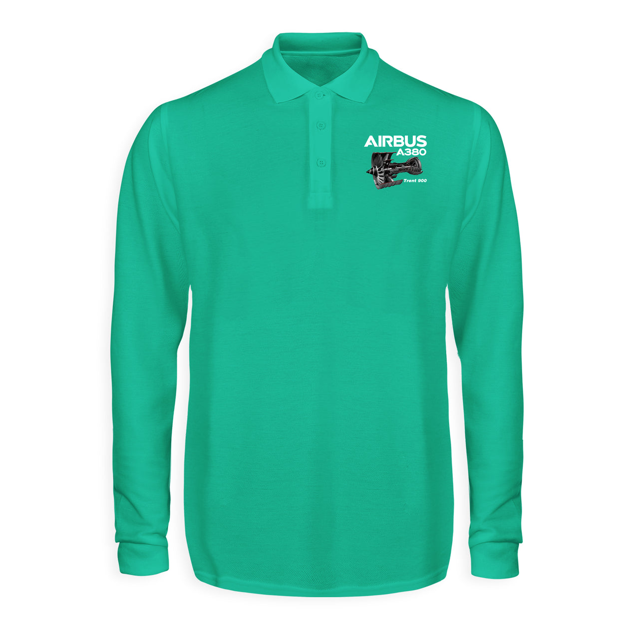 Airbus A380 & Trent 900 Engine Designed Long Sleeve Polo T-Shirts