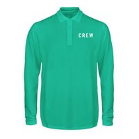 Thumbnail for CREW & Text Designed Long Sleeve Polo T-Shirts