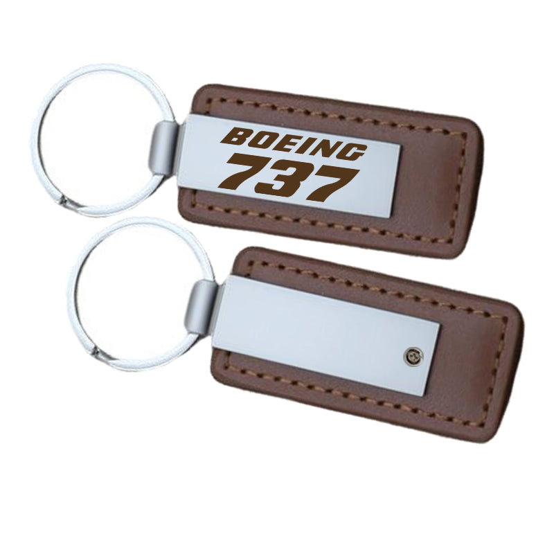 Boeing 737 & Text Faux Leather Key Chains
