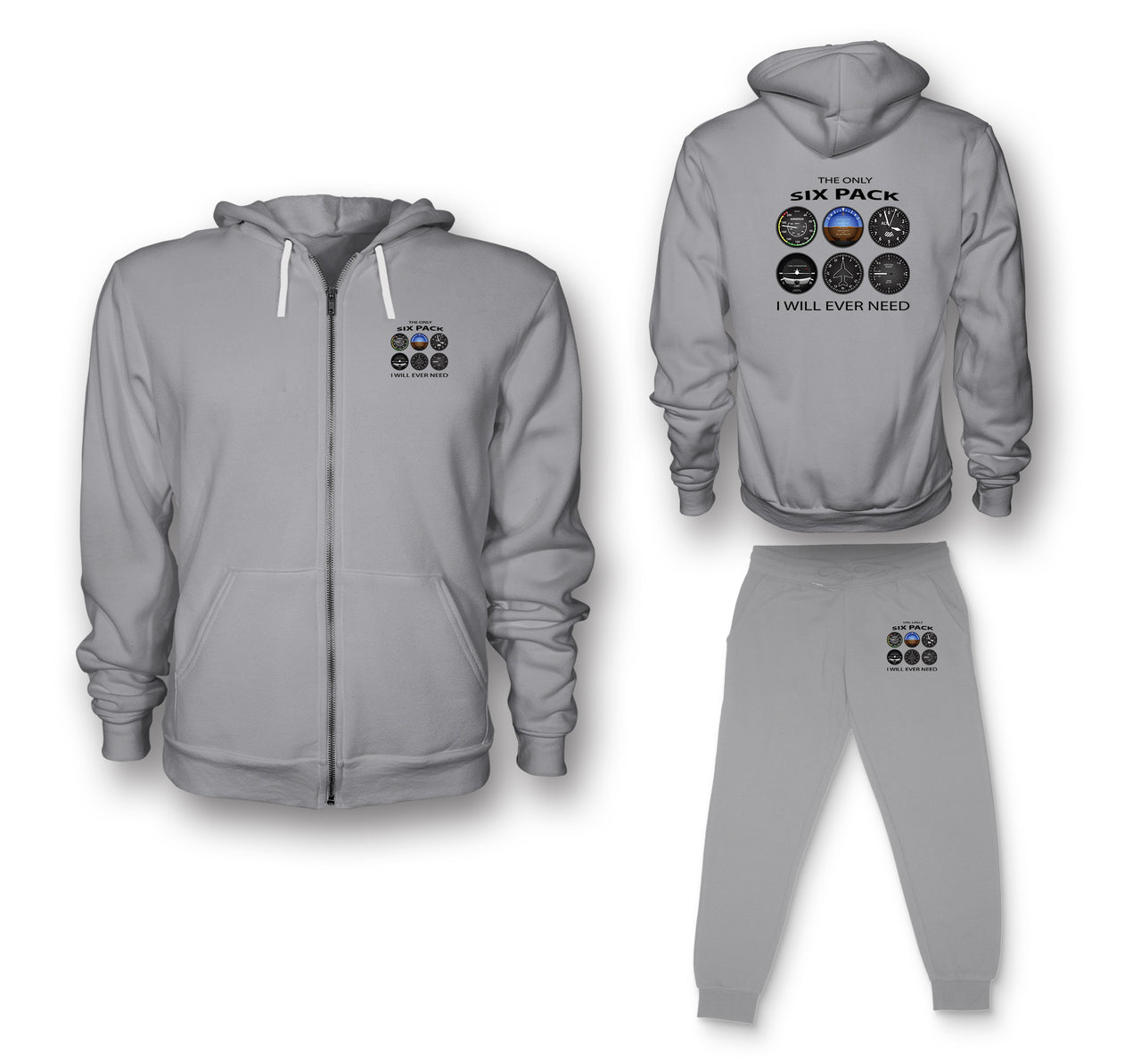 The Only Six Pack I Will Ever Need Designed Zipped Hoodies & Sweatpants Set